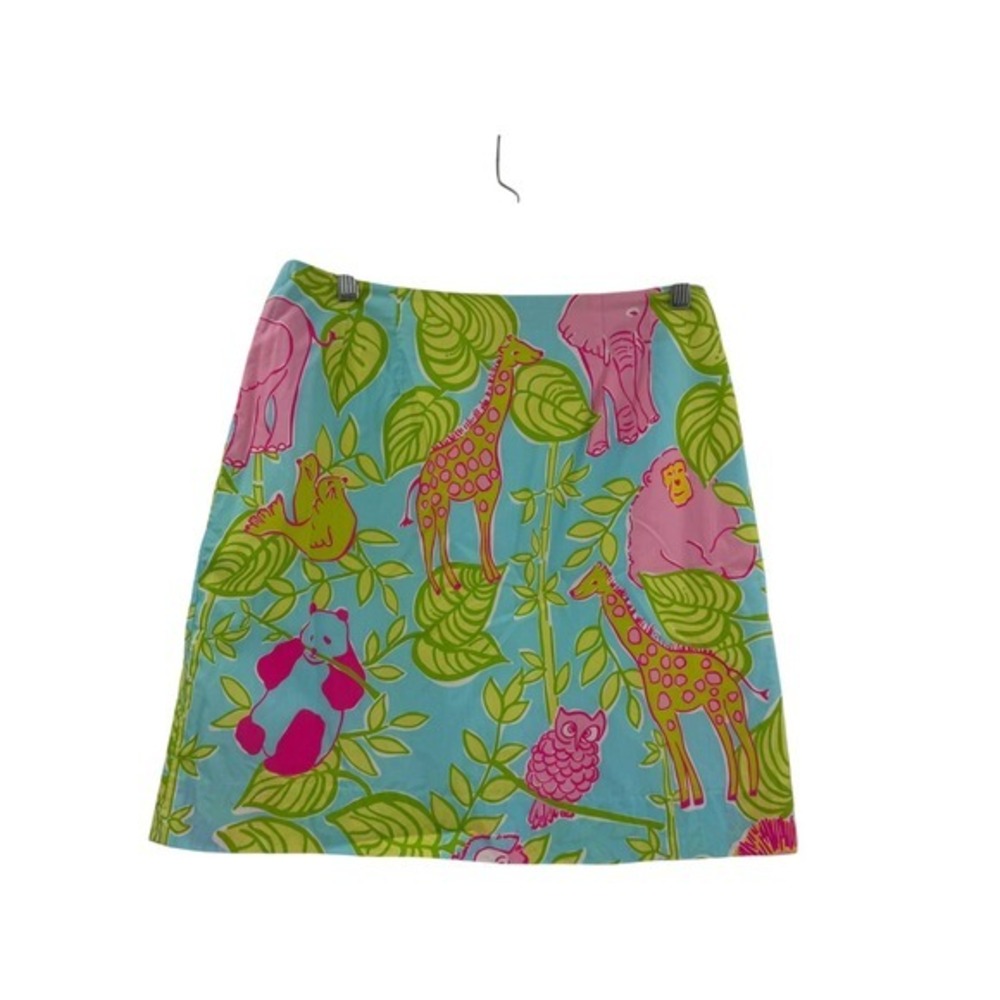 Lilly Pulitzer‎ Womens Blue Pink Jungle Animal Print Cotton Mini Skirt Size 6